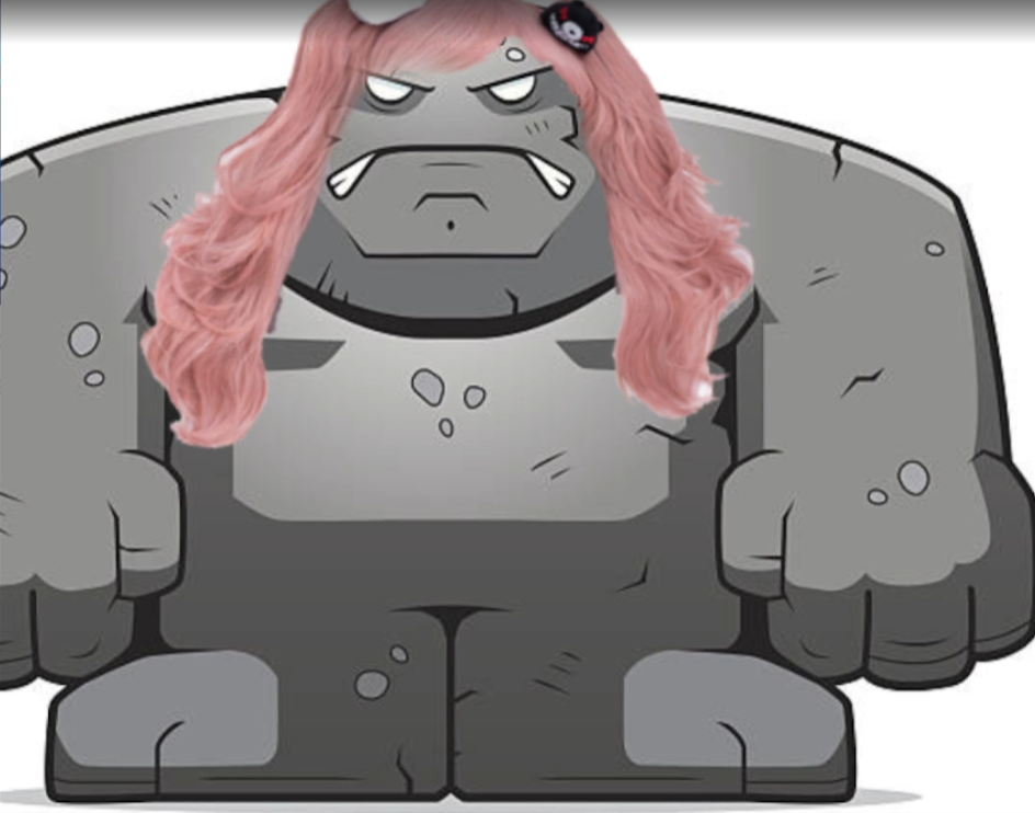 High Quality Golem with a pink wig Blank Meme Template