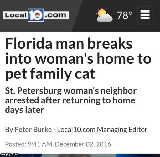 Florida man pets cat - Imgflip