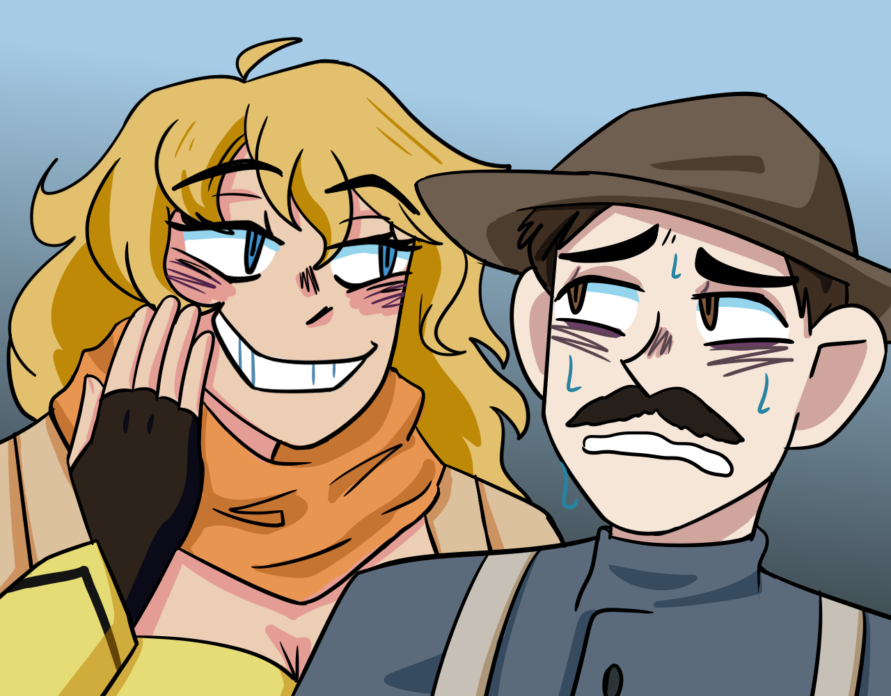 Yang harassing a WW1 American Soldier Blank Meme Template