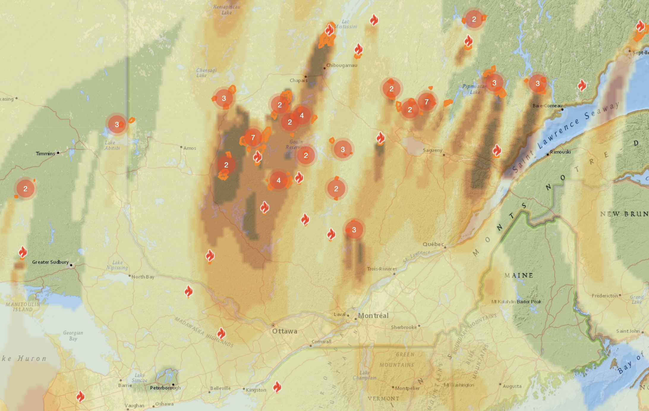 Smoke map Quebec 2023 Blank Meme Template