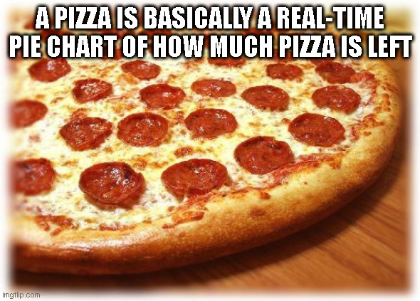 Pizza | A PIZZA IS BASICALLY A REAL-TIME PIE CHART OF HOW MUCH PIZZA IS LEFT | image tagged in coming out pizza | made w/ Imgflip meme maker