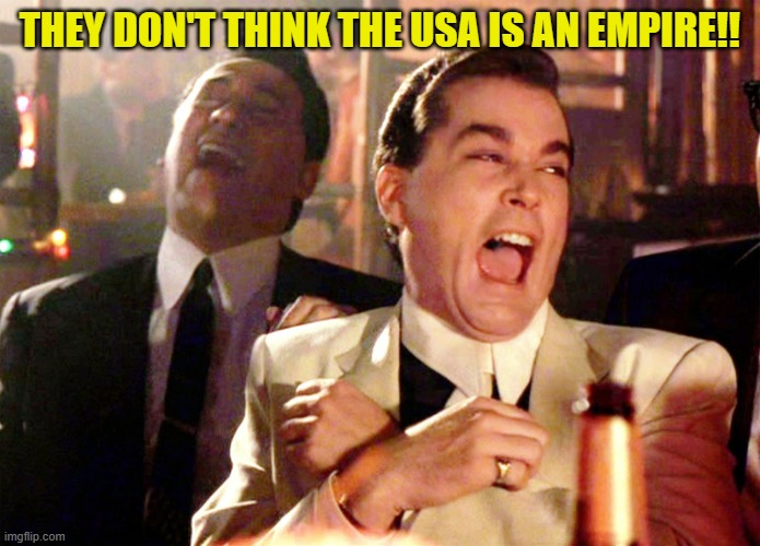 Good Fellas Hilarious Meme | THEY DON'T THINK THE USA IS AN EMPIRE!! | image tagged in memes,good fellas hilarious | made w/ Imgflip meme maker