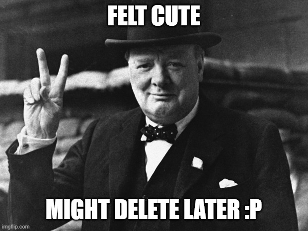 Winston Churchill | FELT CUTE; MIGHT DELETE LATER :P | image tagged in winston churchill | made w/ Imgflip meme maker