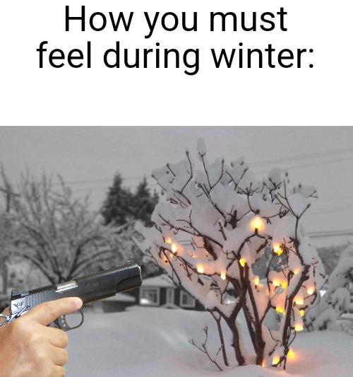 nature christmas | How you must feel during winter: | image tagged in nature christmas | made w/ Imgflip meme maker