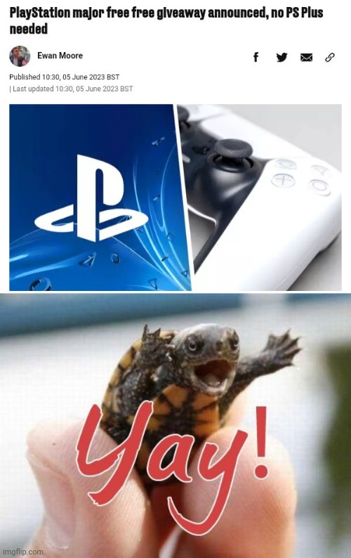 A free giveaway | image tagged in yay,playstation,giveaway,memes,gaming,free | made w/ Imgflip meme maker