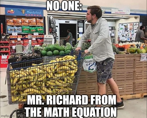 NO ONE:; MR. RICHARD FROM THE MATH EQUATION | image tagged in math,funny | made w/ Imgflip meme maker