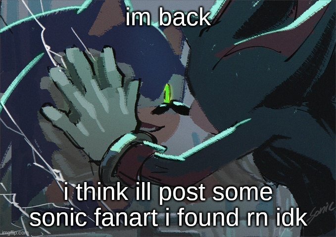 sonic vs shadow by hyeon_sonic | im back; i think ill post some sonic fanart i found rn idk | image tagged in sonic vs shadow by hyeon_sonic | made w/ Imgflip meme maker