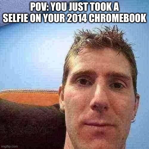 Linus Face Meme | POV: YOU JUST TOOK A SELFIE ON YOUR 2014 CHROMEBOOK | image tagged in linus face meme | made w/ Imgflip meme maker