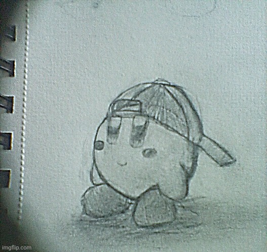 I drew Kirby with a hat :] | image tagged in oh wow are you actually reading these tags,you have been eternally cursed for reading the tags,stop reading the tags | made w/ Imgflip meme maker