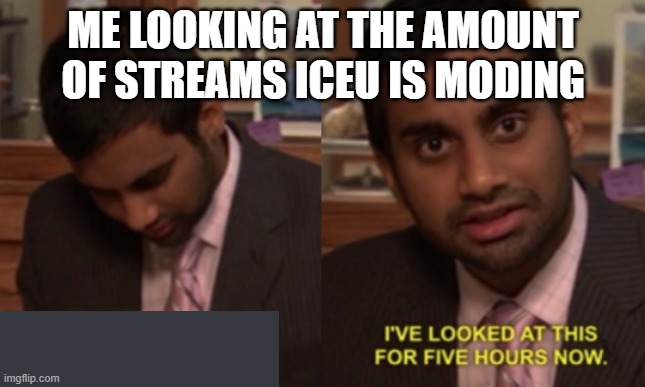Go check | ME LOOKING AT THE AMOUNT OF STREAMS ICEU IS MODING | image tagged in i've looked at this for 5 hours now,iceu | made w/ Imgflip meme maker