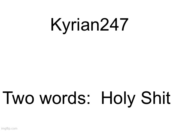 YOU ADDED LIKE 200 PEOPLE BRO TEACH ME YOUR WAYS | Kyrian247; Two words:  Holy Shit | image tagged in mod | made w/ Imgflip meme maker