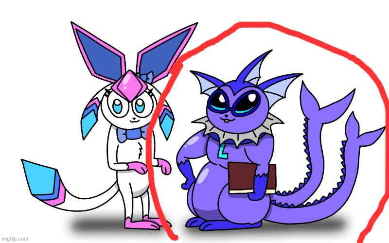 sylceon and leroy (drawn by PT) | image tagged in sylceon and leroy drawn by pt | made w/ Imgflip meme maker