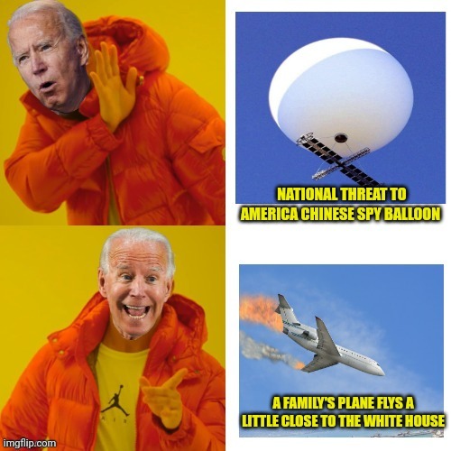 Spy balloon vs a Family on plane | image tagged in joe biden,chinese,running away balloon,family,airplane | made w/ Imgflip meme maker