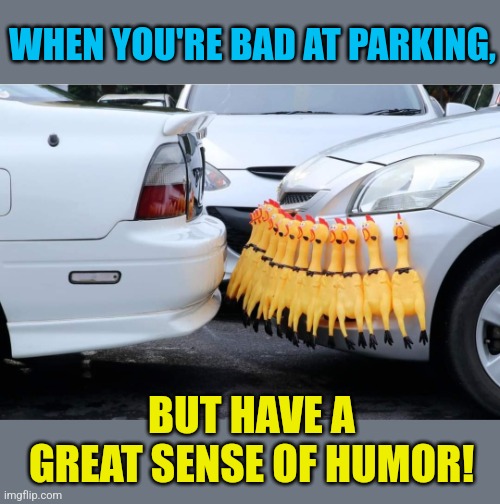 Parking sensors on a budget | WHEN YOU'RE BAD AT PARKING, BUT HAVE A GREAT SENSE OF HUMOR! | image tagged in bad parking,bad drivers,great,sense of humor | made w/ Imgflip meme maker