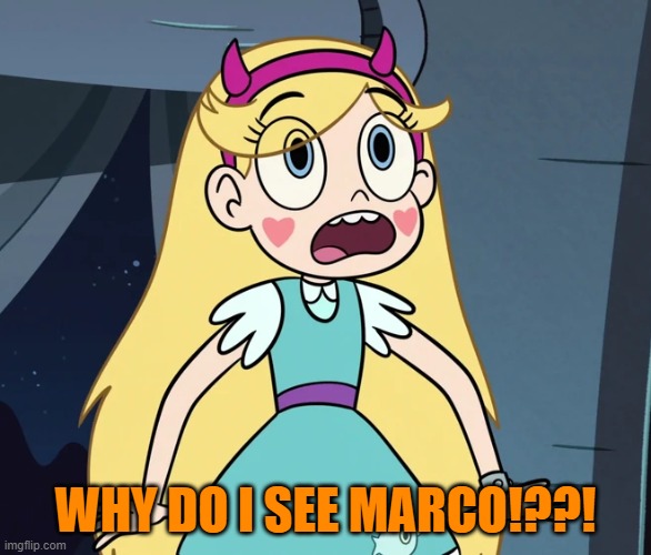 Star Butterfly shocked | WHY DO I SEE MARCO!??! | image tagged in star butterfly shocked | made w/ Imgflip meme maker