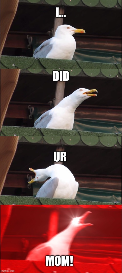 Inhaling Seagull | I…; DID; UR; MOM! | image tagged in memes,inhaling seagull | made w/ Imgflip meme maker