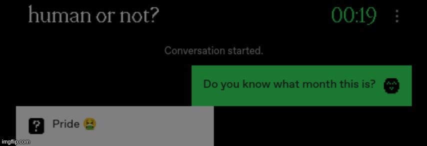 Based ai (For entertainment purposes only dont be mad and jump me happens every june) | image tagged in human or not | made w/ Imgflip meme maker
