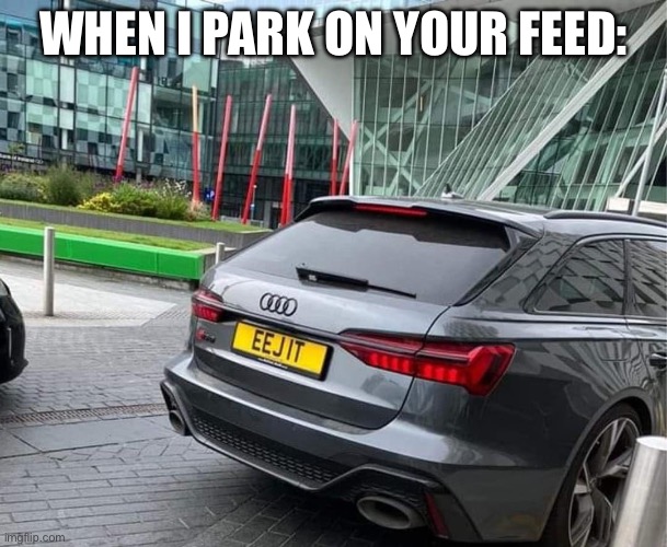 Idiot | WHEN I PARK ON YOUR FEED: | image tagged in idiot,eejit,memes,dank meme | made w/ Imgflip meme maker