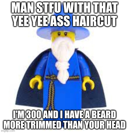 MAN STFU WITH THAT YEE YEE ASS HAIRCUT; I'M 300 AND I HAVE A BEARD MORE TRIMMED THAN YOUR HEAD | made w/ Imgflip meme maker