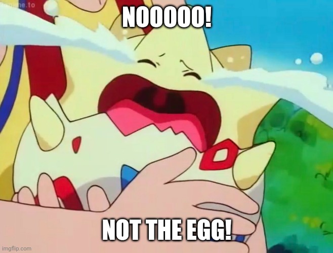 Togepi Crying | NOOOOO! NOT THE EGG! | image tagged in togepi crying | made w/ Imgflip meme maker