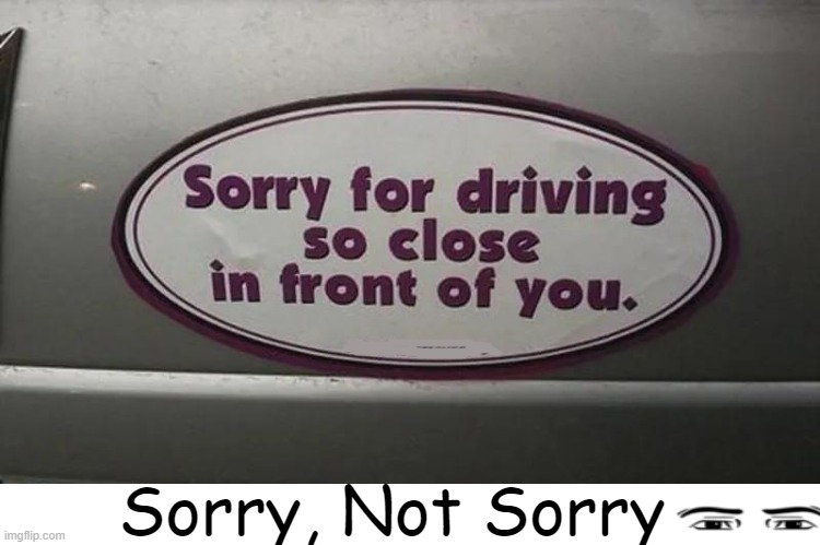 Sarcasm | Sorry, Not Sorry | image tagged in fun,signs,sorry not sorry,bumper sticker,sarcasm,funny | made w/ Imgflip meme maker