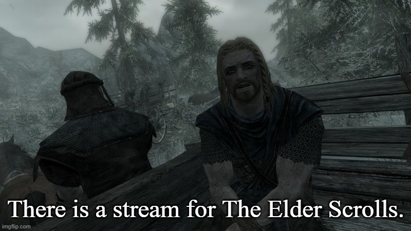 Skyrim Intro Meme. | There is a stream for The Elder Scrolls. | image tagged in skyrim intro meme | made w/ Imgflip meme maker
