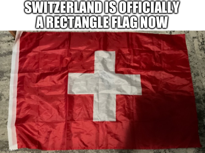 Switzerland is not a square anymore? | SWITZERLAND IS OFFICIALLY A RECTANGLE FLAG NOW | image tagged in memes,politics,switzerland,flag,screenshot | made w/ Imgflip meme maker