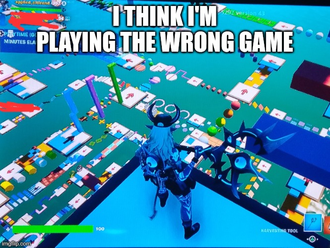 Image title | I THINK I'M PLAYING THE WRONG GAME | image tagged in fortnite,roblox | made w/ Imgflip meme maker