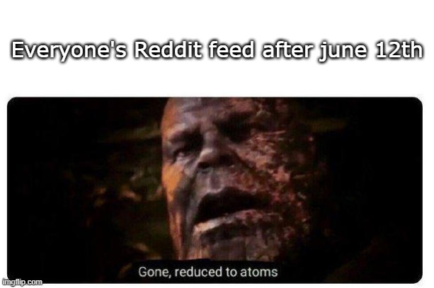 Reddit | Everyone's Reddit feed after june 12th | image tagged in gone reduced to atoms | made w/ Imgflip meme maker
