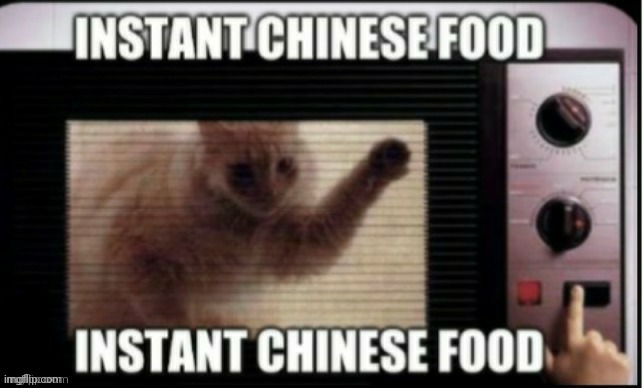 image tagged in food,china,chinese,chinese food,cats,microwave | made w/ Imgflip meme maker