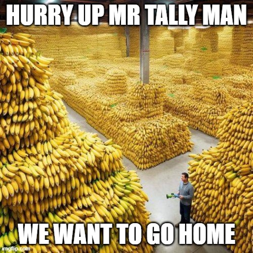 Dayo | HURRY UP MR TALLY MAN; WE WANT TO GO HOME | image tagged in humor,music | made w/ Imgflip meme maker