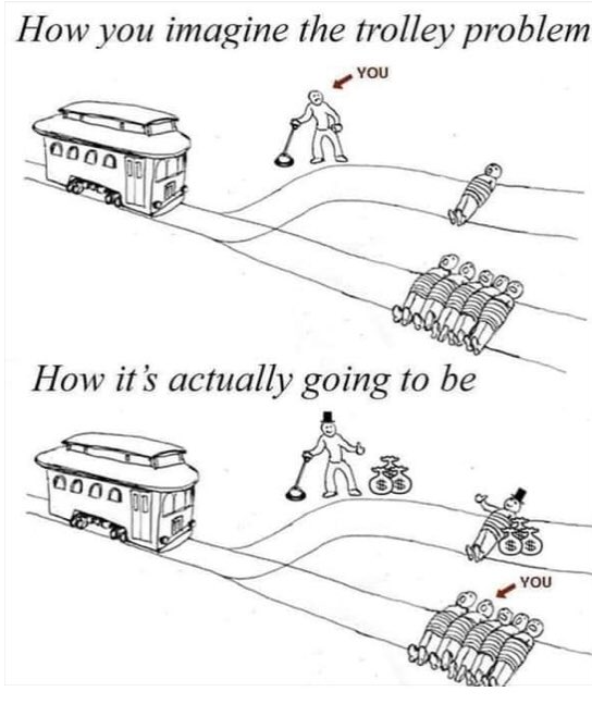 High Quality trolley problem w/ money Blank Meme Template