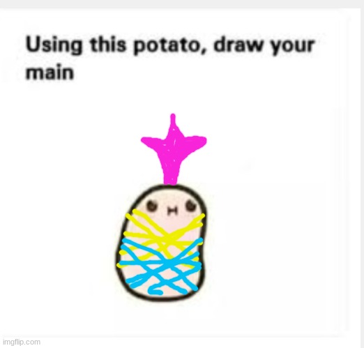 well, im a pineapple, so- | image tagged in using this potato draw your main | made w/ Imgflip meme maker