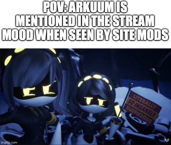 Murder Drones V Flag | POV: ARKUUM IS MENTIONED IN THE STREAM MOOD WHEN SEEN BY SITE MODS | image tagged in murder drones v flag | made w/ Imgflip meme maker