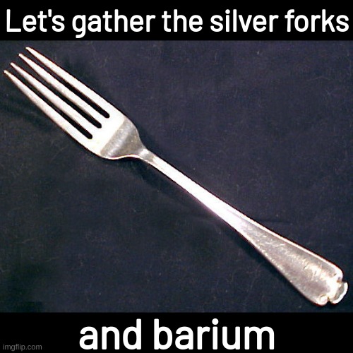 fork | Let's gather the silver forks; and barium | image tagged in fork | made w/ Imgflip meme maker