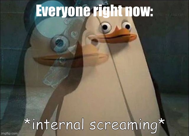 Private Internal Screaming | Everyone right now: | image tagged in private internal screaming | made w/ Imgflip meme maker