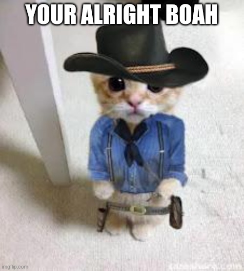 YOUR ALRIGHT BOAH | image tagged in kitten arthur morgan | made w/ Imgflip meme maker