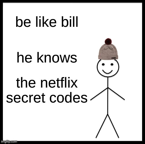 big brain | be like bill; he knows; the netflix secret codes | image tagged in memes,be like bill | made w/ Imgflip meme maker