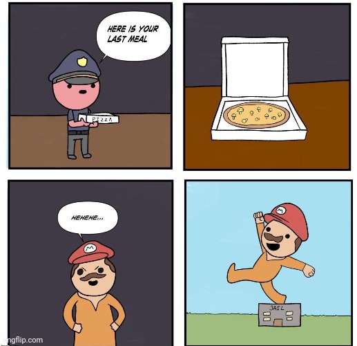 The epic last meal | image tagged in jail,mario,super mario,the last meal,comics,comics/cartoons | made w/ Imgflip meme maker