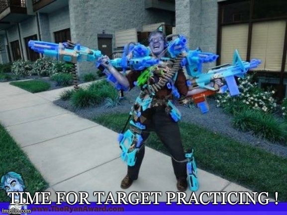 Nerfed | TIME FOR TARGET PRACTICING ! | image tagged in nerfed | made w/ Imgflip meme maker