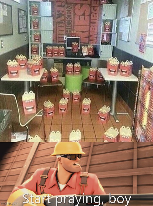image tagged in start praying boy,memes,funny,fuuny,cursed image,mcdonald's | made w/ Imgflip meme maker