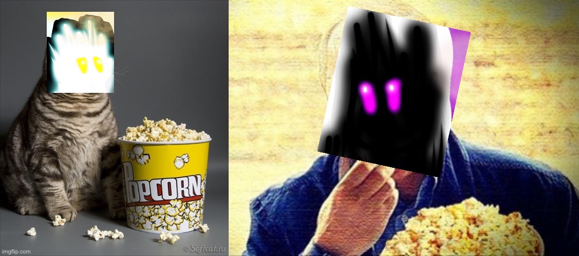 image tagged in cat eating popcorn,putin eating popcorn | made w/ Imgflip meme maker
