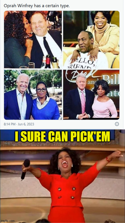 Oprah's men... | I SURE CAN PICK'EM | image tagged in memes,oprah | made w/ Imgflip meme maker