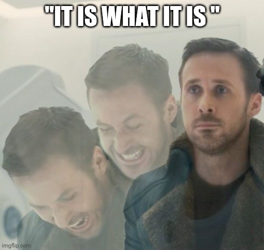 Literally me | "IT IS WHAT IT IS " | image tagged in blade runner 2049 | made w/ Imgflip meme maker