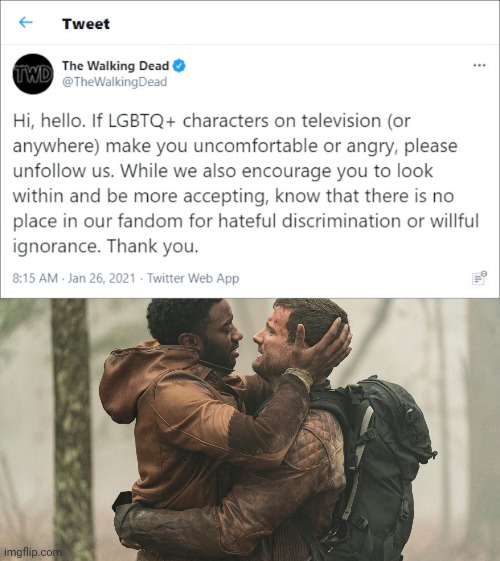 The walking dead is pro LGBTQ! | image tagged in homosexual,the walking dead,ha gayyy,lgbtq,based,hell yeah | made w/ Imgflip meme maker