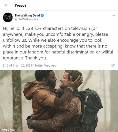 The Walking Dead is pro LGBTQ! | image tagged in homosexual,the walking dead,lgbtq,ha gayyy,based | made w/ Imgflip meme maker