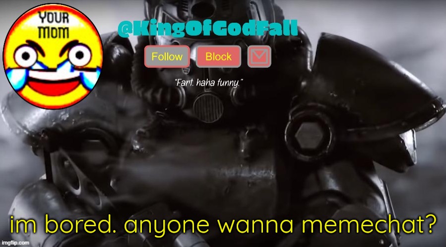 bored | im bored. anyone wanna memechat? | image tagged in announcement | made w/ Imgflip meme maker