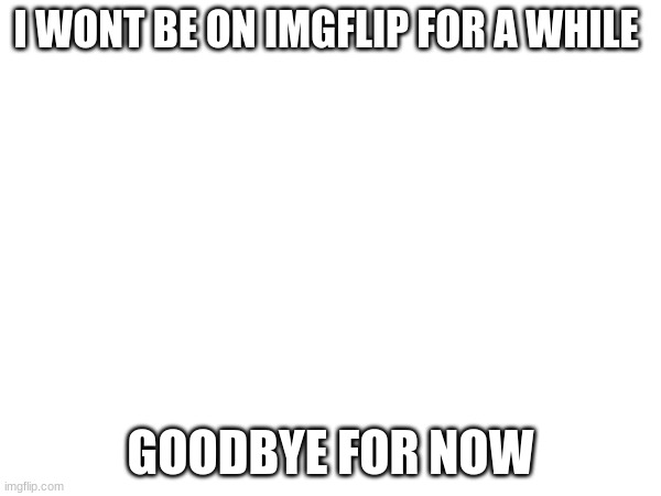 good bye | I WONT BE ON IMGFLIP FOR A WHILE; GOODBYE FOR NOW | image tagged in goodbye,i'll be back | made w/ Imgflip meme maker