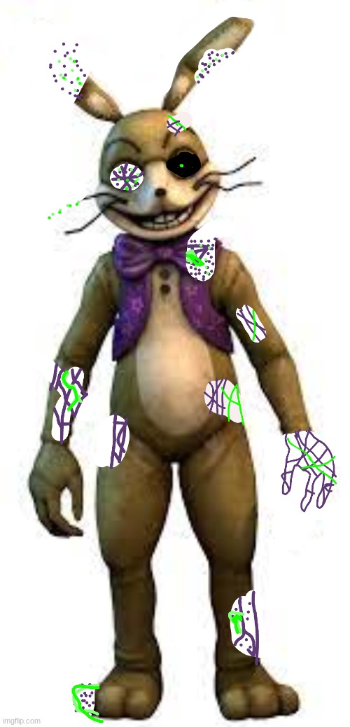 Updated Withered Glitchtrap | image tagged in fnaf,glitchtrap,withered glitchtrap | made w/ Imgflip meme maker