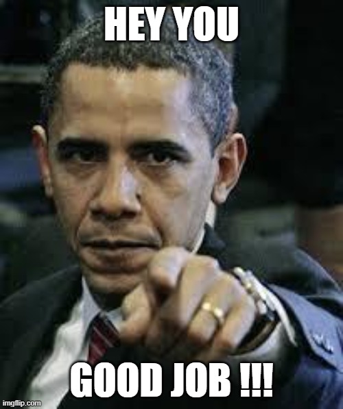 Barack Obama | HEY YOU; GOOD JOB !!! | image tagged in barack obama,good job | made w/ Imgflip meme maker